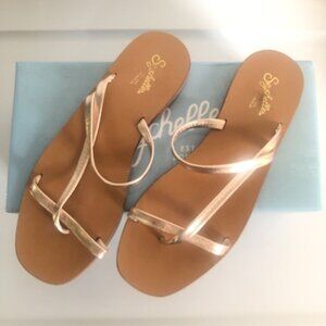 Seychelles Laid-Back Sandals Light Gold Leather Flats